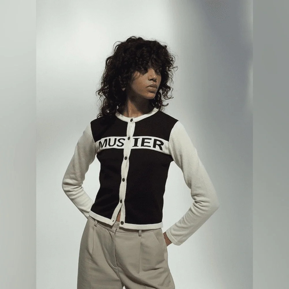Musier Paris Cardigan Coco in Color-block Black and‎ White Size 34